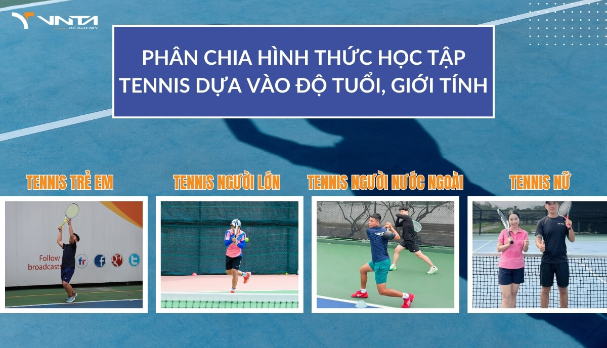 Phân chia hình thức học tập tennis dựa vào độ tuổi, giới tính