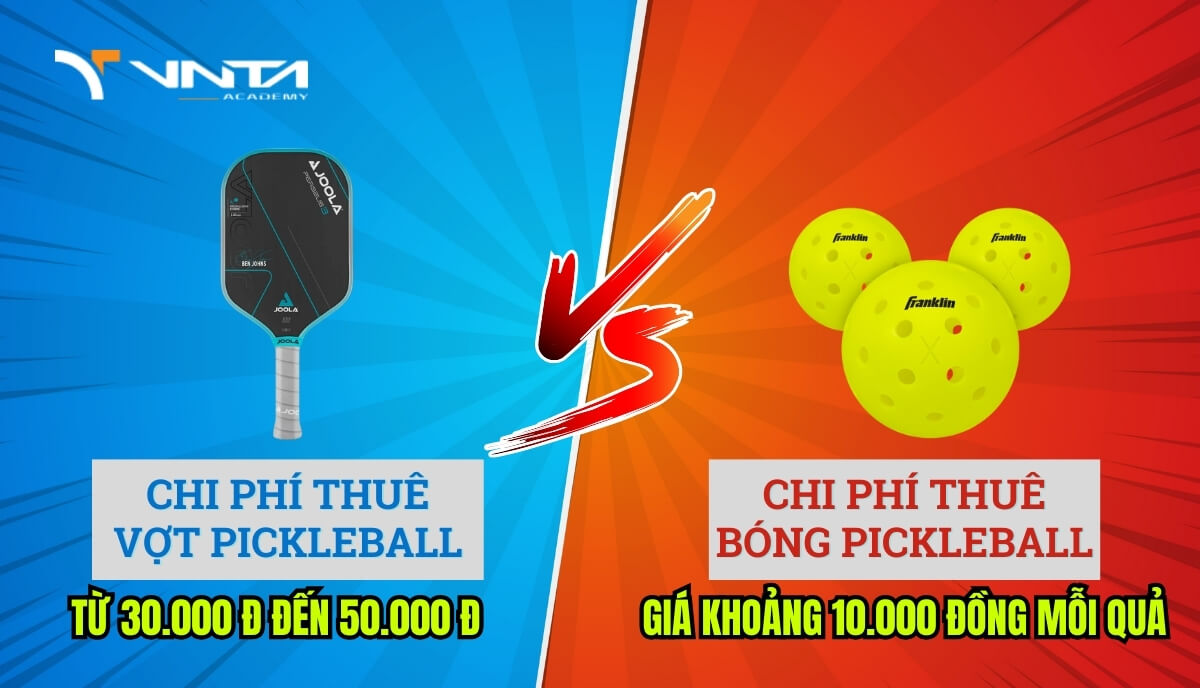 Các chi phí khác ngoài giá thuê sân Pickleball: Chi phí thuê bóng Pickleball, chi phí thuê vợt pickleball