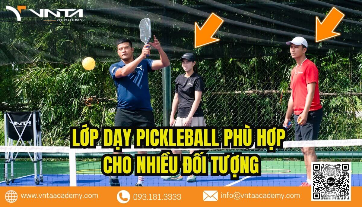 Lớp dạy Pickleball quận Phú Nhuận của VNTA Academy cung cấp các khóa học Pickleball phù hợp cho mọi độ tuổi và trình độ.