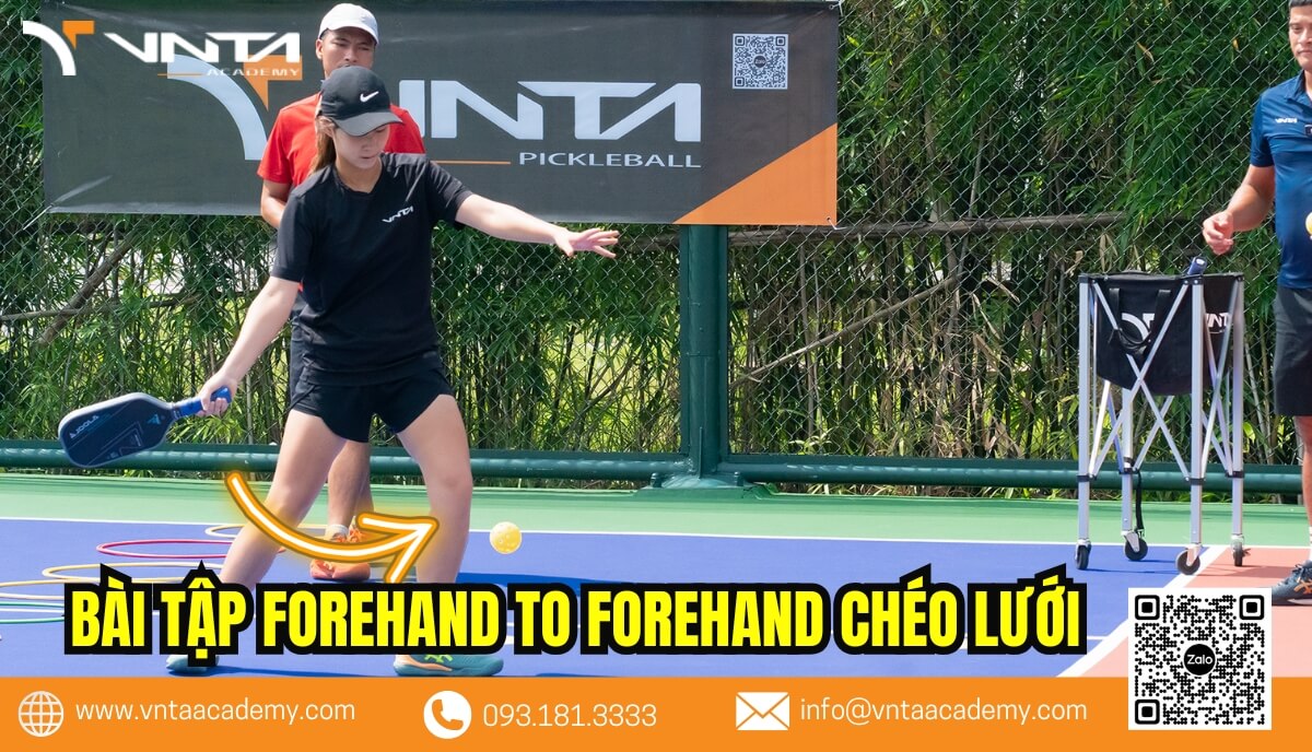 Bài tập cảm giác bóng khi chơi Pickleball - Forehand to Forehand chéo lưới