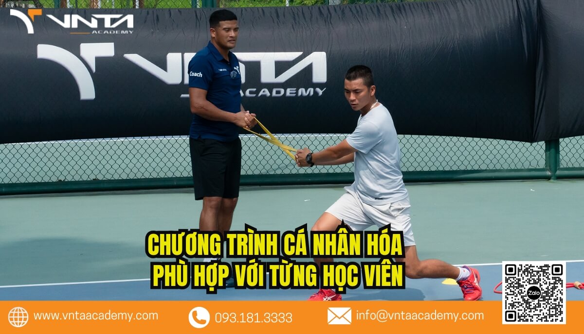 Chương trình đào tạo tennis chuyên nghiệp chuẩn quốc tế tại VNTA Academy được thiết kế cá nhân hóa, dựa trên trình độ, mục tiêu