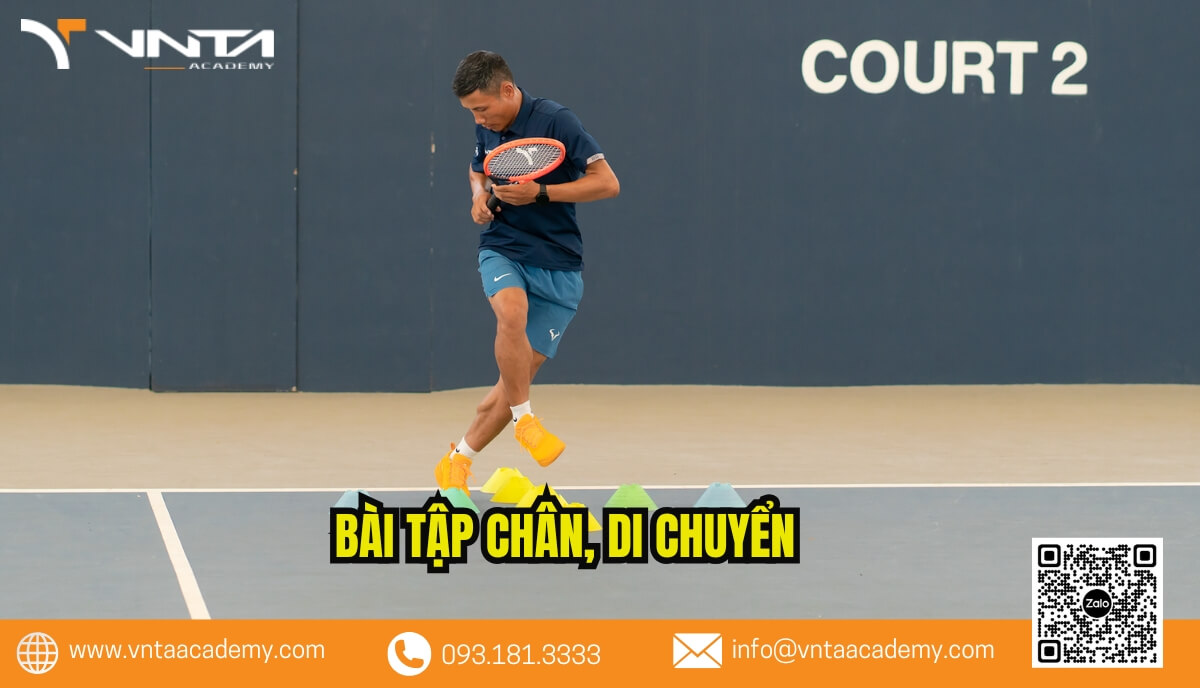 Bài tập chân, di chuyển - Cách chơi Tennis một mình