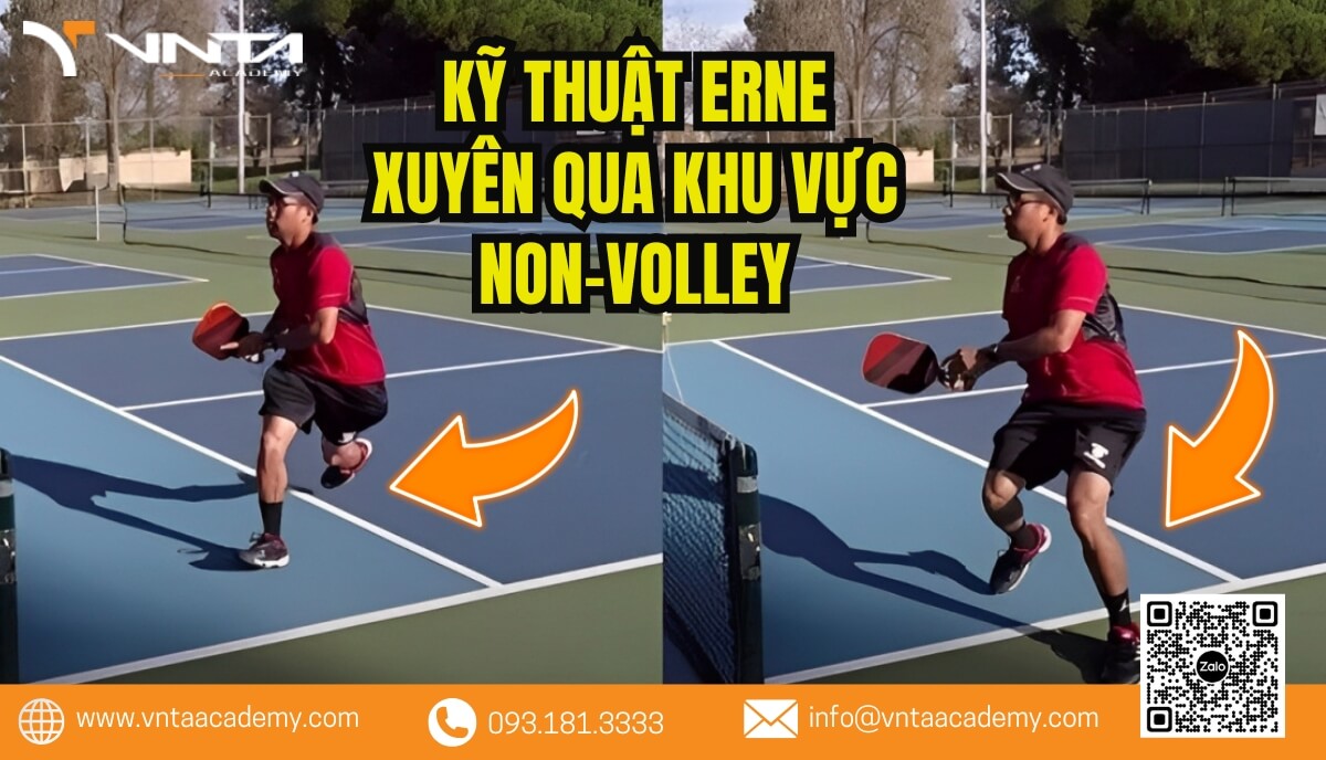 Kỹ thuật Erne xuyên qua khu vực non-volley là một cú đánh táo bạo nhưng hiệu quả trong Pickleball, yêu cầu sự cẩn trọng để đảm bảo tuân thủ đúng luật chơi.