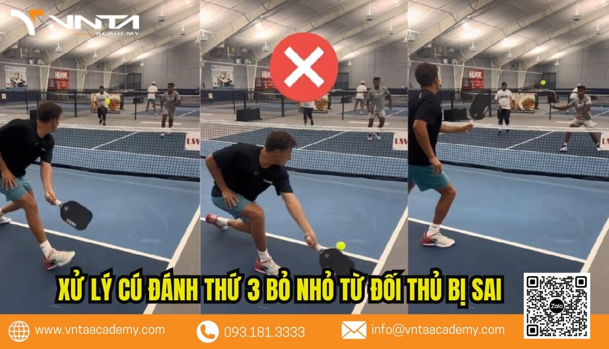 Cách xử lý cú đánh thứ 3 bỏ nhỏ từ đối thủ trong Pickleball hiệu quả