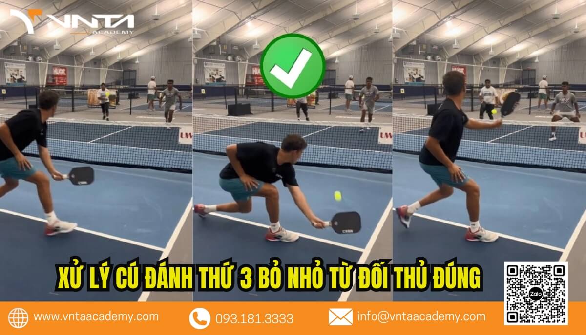 Cách xử lý cú đánh thứ 3 bỏ nhỏ từ đối thủ trong Pickleball hiệu quả